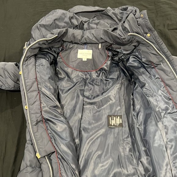 Cole Haan puffer hooded down/feather jacket! Navy blue’ New’ size Medium - Picture 8 of 14